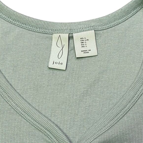 JOIE Women’s Sage Green Henley Short Sleeve T-Shirt Size Large - Picture 3 of 5